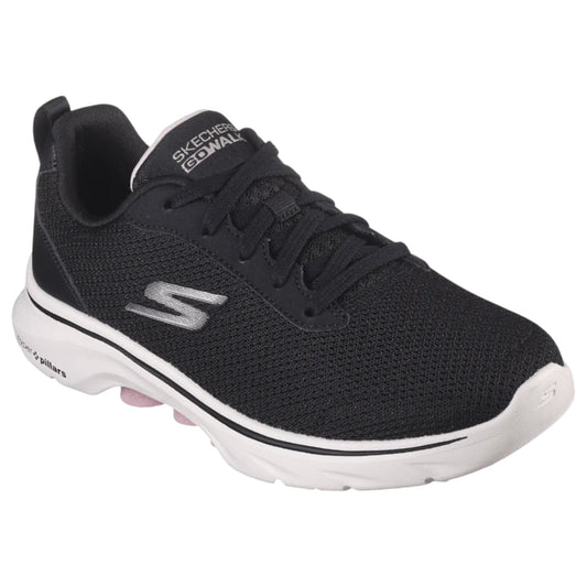 Womens Skechers Go Walk 7 - Clear Path Shoes Black/Pink