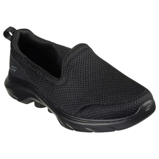 Womens Skechers Go Walk 7 - Razi Wide Fit Shoes Black/Black