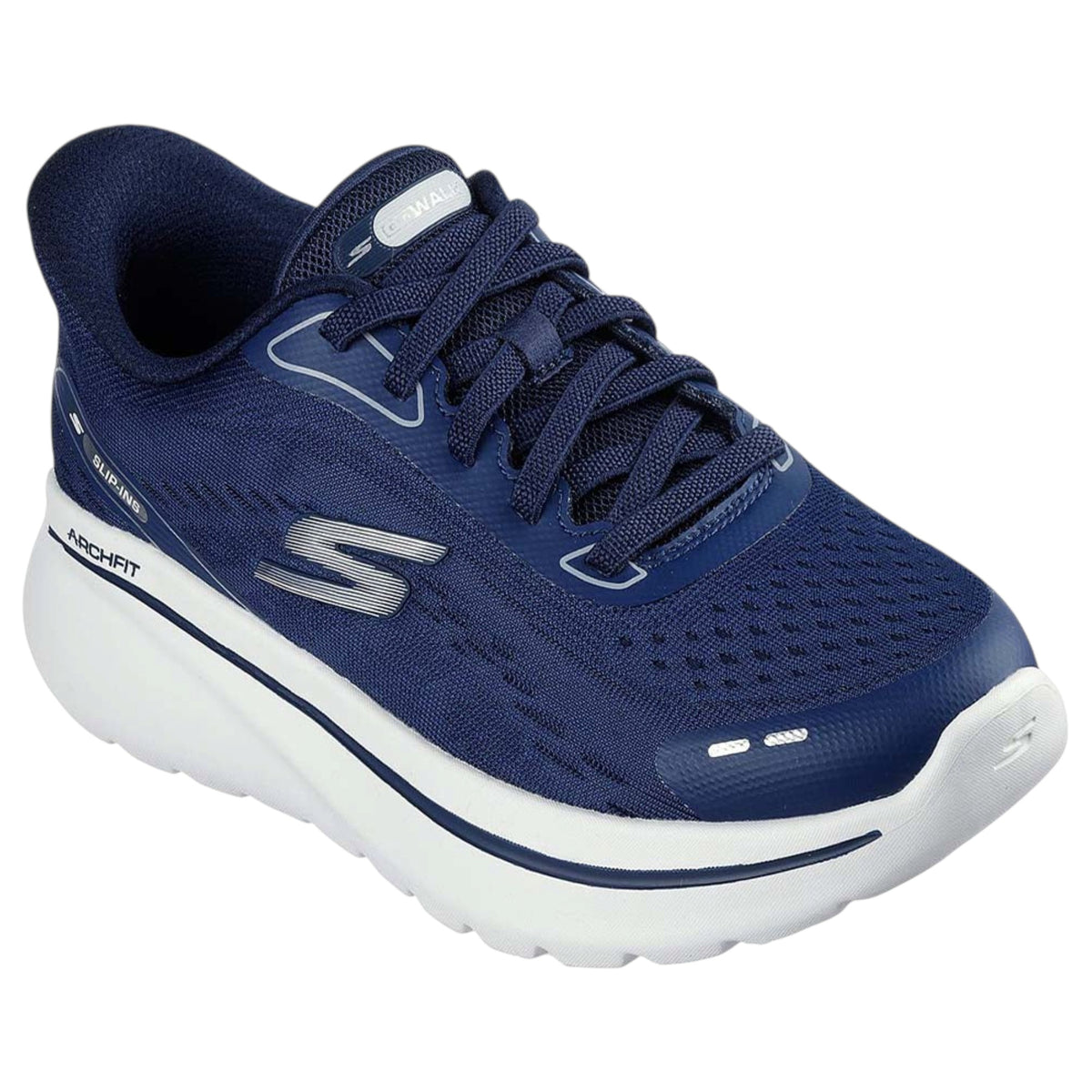 Women Skechers Go Walk Arch Fit N-Joy Shoes Navy/White