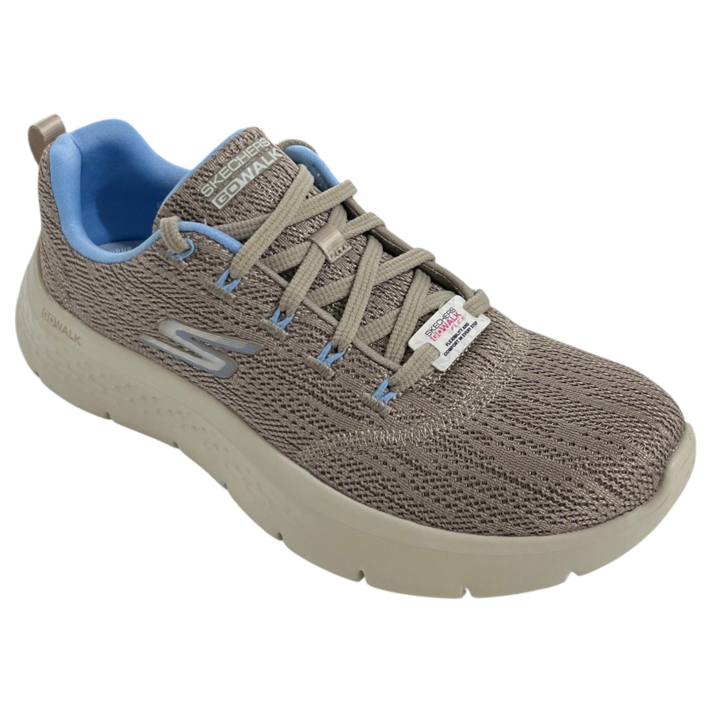 Womens Skechers Go Walk Flex - Striking Look Athletic Shoes Taupe/Blue