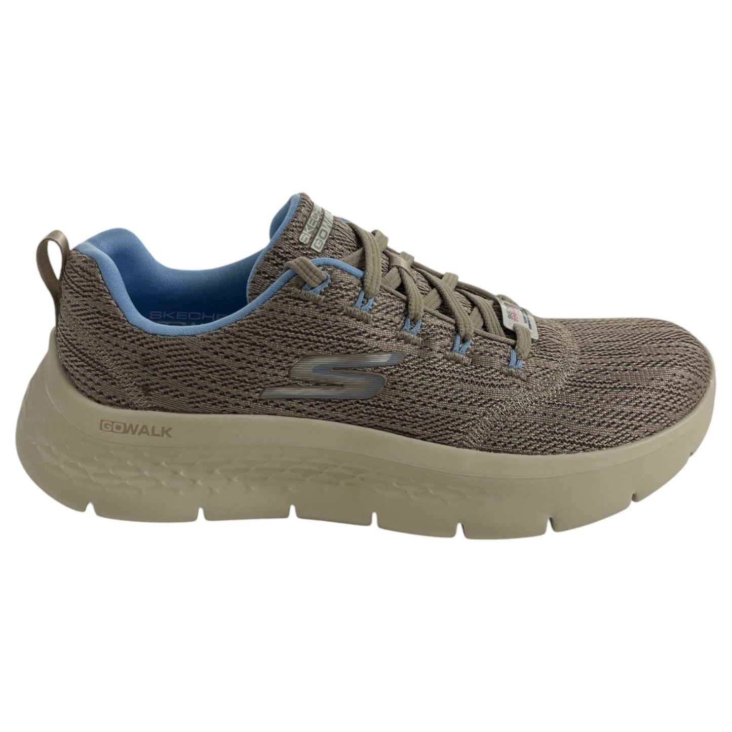 Womens Skechers Go Walk Flex - Striking Look Athletic Shoes Taupe/Blue