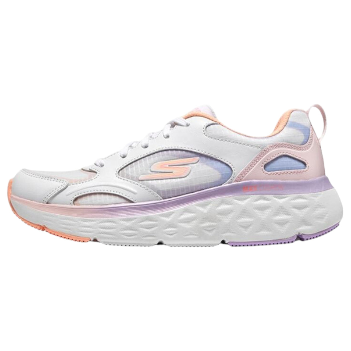 Womens Skechers Max Cushioning Delta White/ Pink Athletic Shoes