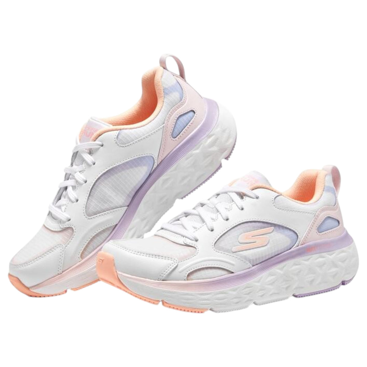 Womens Skechers Max Cushioning Delta White/ Pink Athletic Shoes