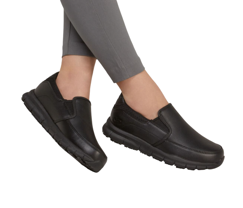 Womens Skechers Nampa - Annod Slip Resistant Black Wide Fit Shoes