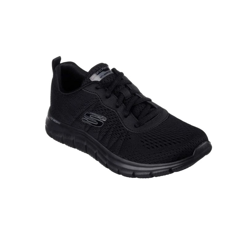 Womens Skechers Track New Staple Black Walking Shoes