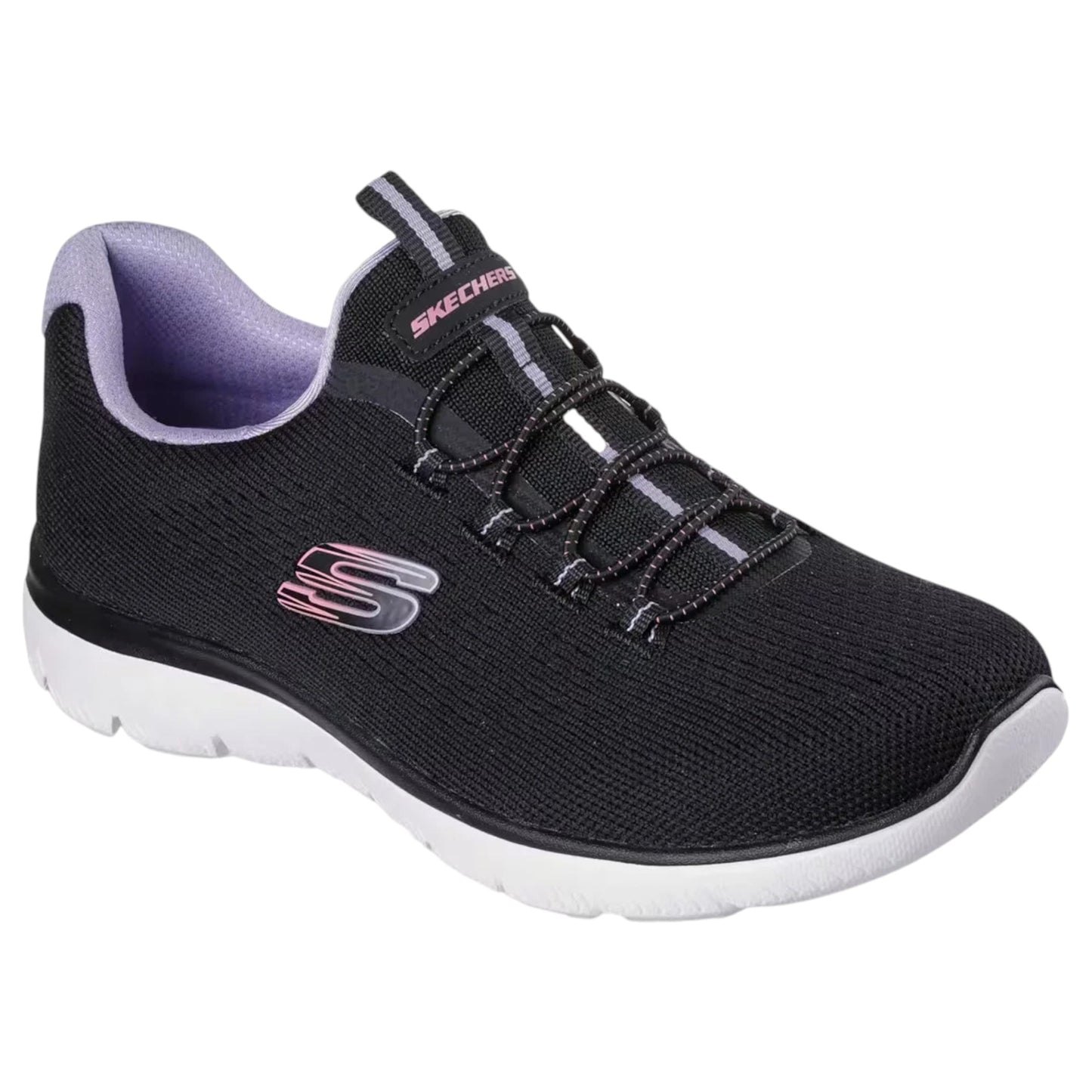 Womens Skechers Summits - Radiant Flow Wide Fit Athletic Shoes Black Multi