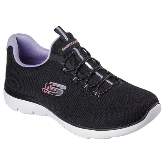 Womens Skechers Summits - Radiant Flow Wide Fit Athletic Shoes Black Multi