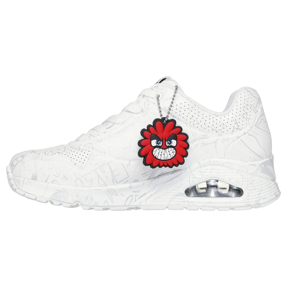 Womens Skechers Uno - Process Sketch White/ Silver Athletic Shoes