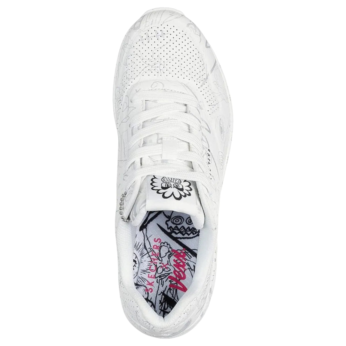 Womens Skechers Uno - Process Sketch White/ Silver Athletic Shoes