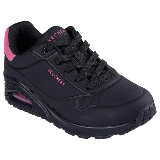 Womens Skechers Uno - Pop Back Athletic Shoes Black/Hot Pink