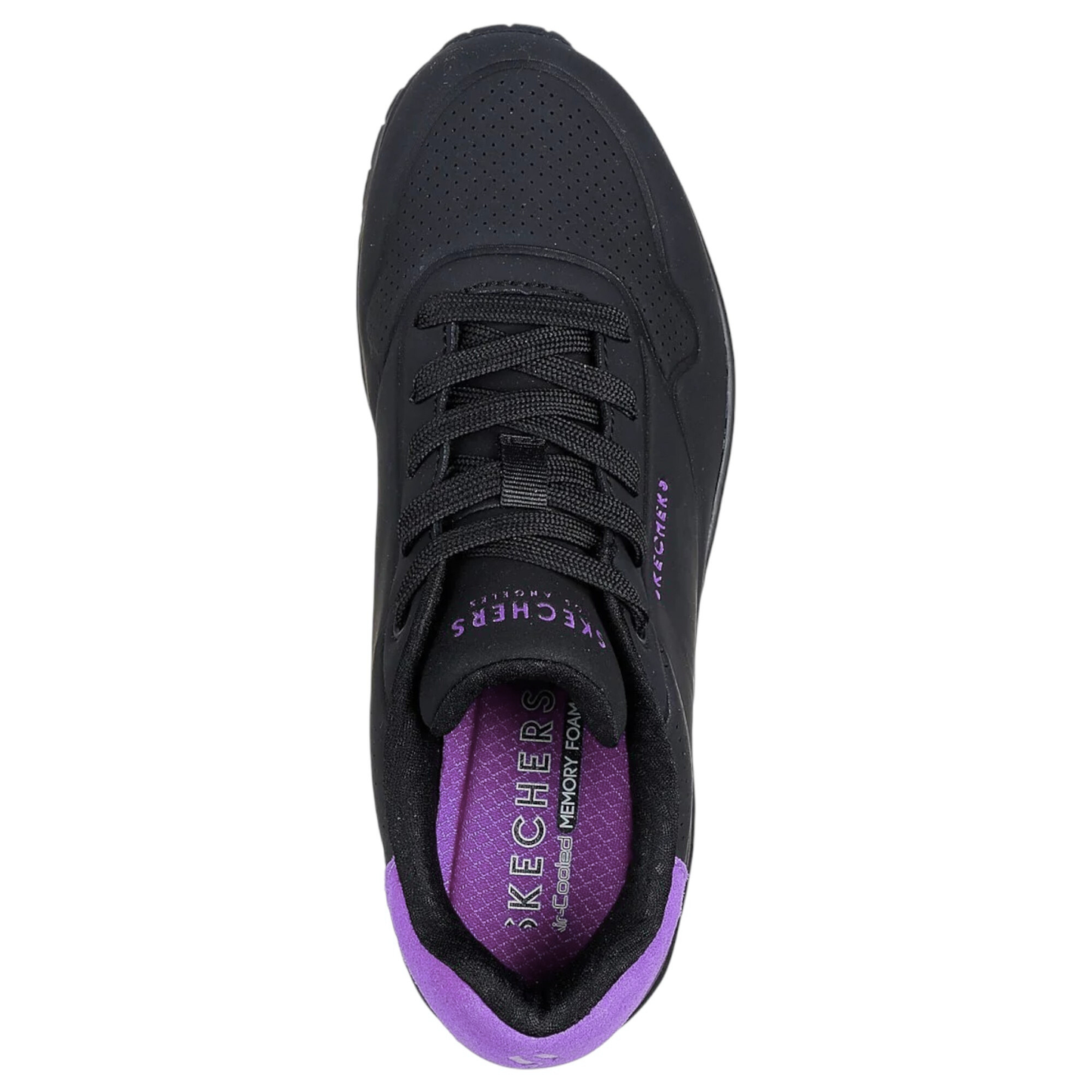 Womens Skechers Uno - Pop Back Athletic Shoes Black/Purple