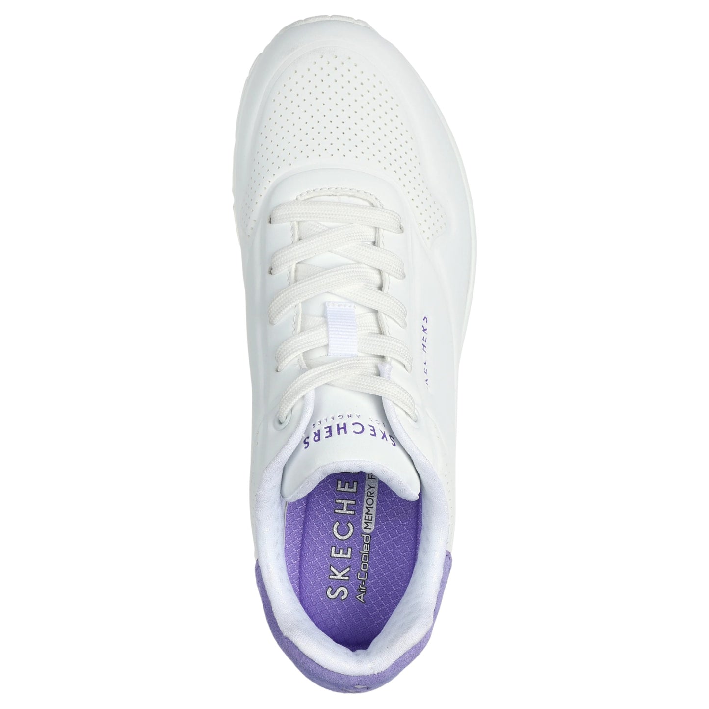 Womens Skechers Uno - Pop Back Athletic Shoes White/Purple