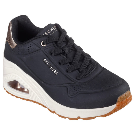 Womens Skechers Uno Wedge - HI Steps Shoes Black