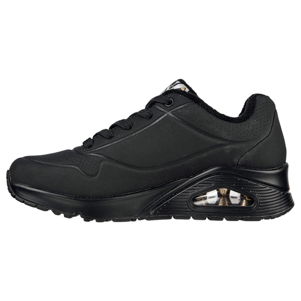 Womens Skechers X Jgoldcrown Uno - Metallic Love Black/ Gold Athletic Shoes