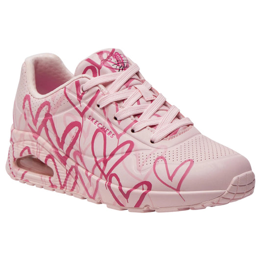 Womens Skechers JGoldcrown: Uno - Spread The Love Shoes Light Pink