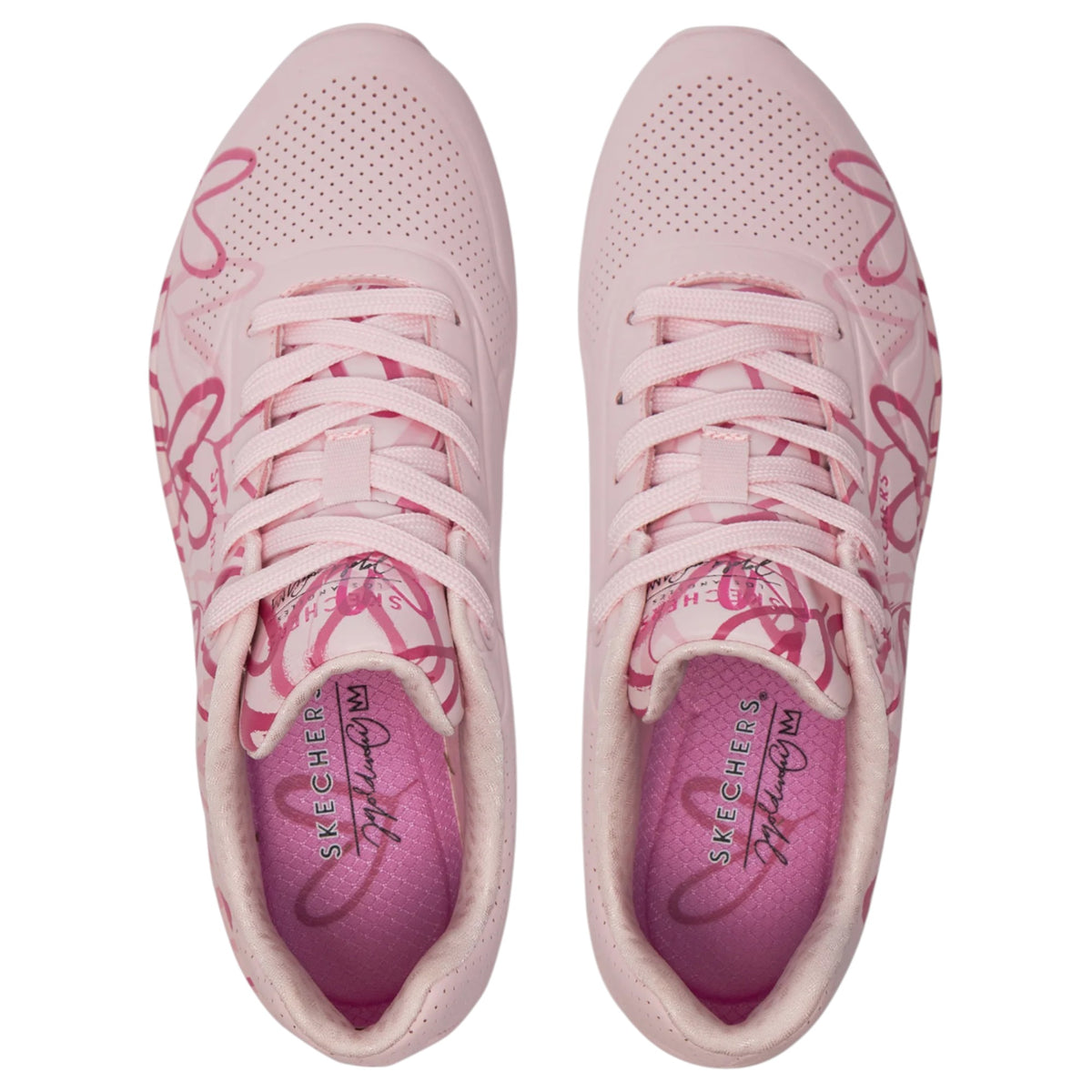 Womens Skechers X Jgoldcrown Uno - Spread The Love Light Pink Athletic Shoes