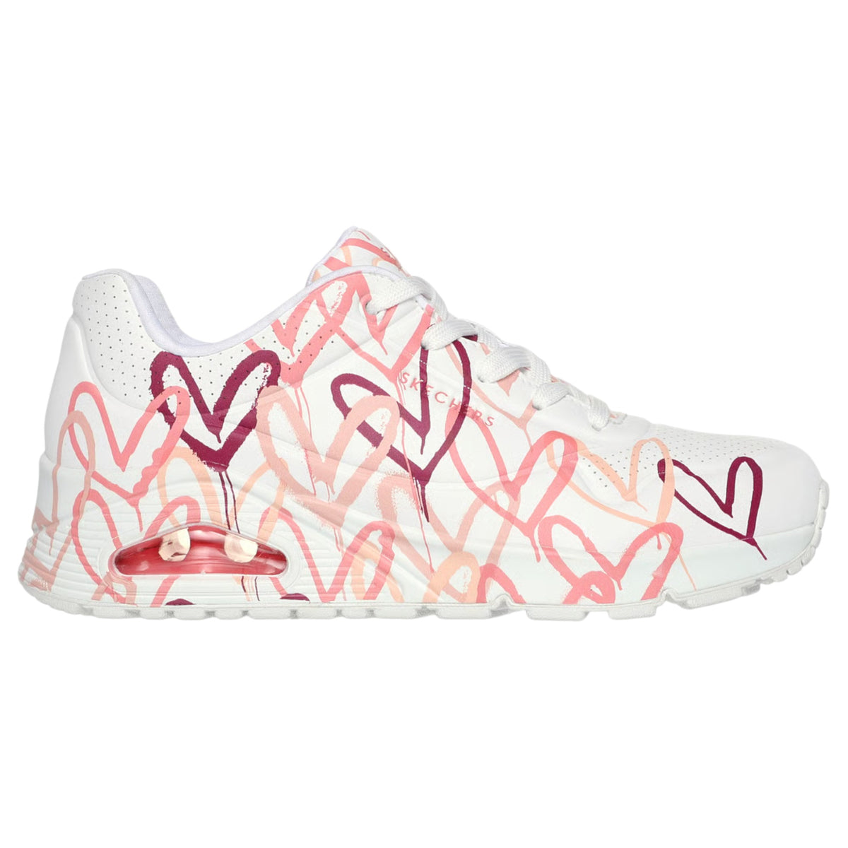 Womens Skechers X Jgoldcrown Uno - Spread The Love White/ Coral Athletic Shoes