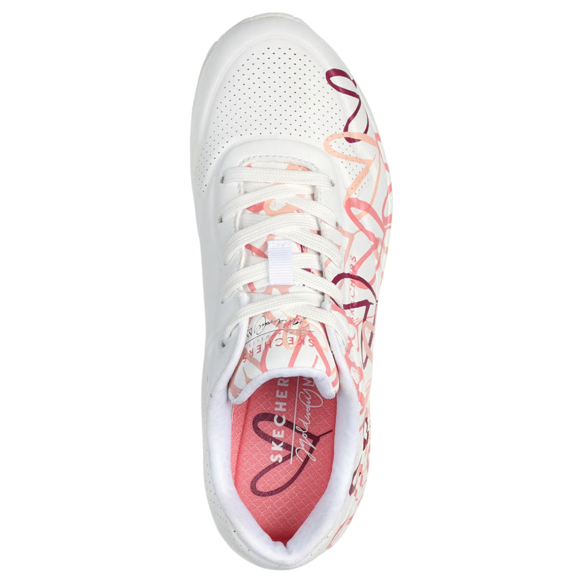 Womens Skechers X Jgoldcrown Uno - Spread The Love White/ Coral Athletic Shoes