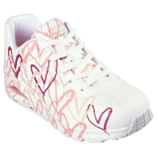 Womens Skechers JGoldcrown: Uno - Spread The Love Shoes White/Coral