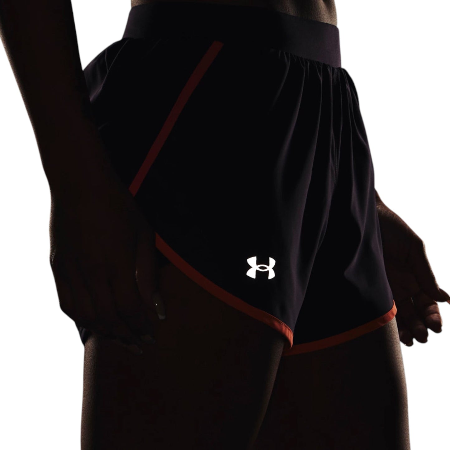 Womens Under Armour Fly-By 2.0 Shorts Dark Purple/Orange