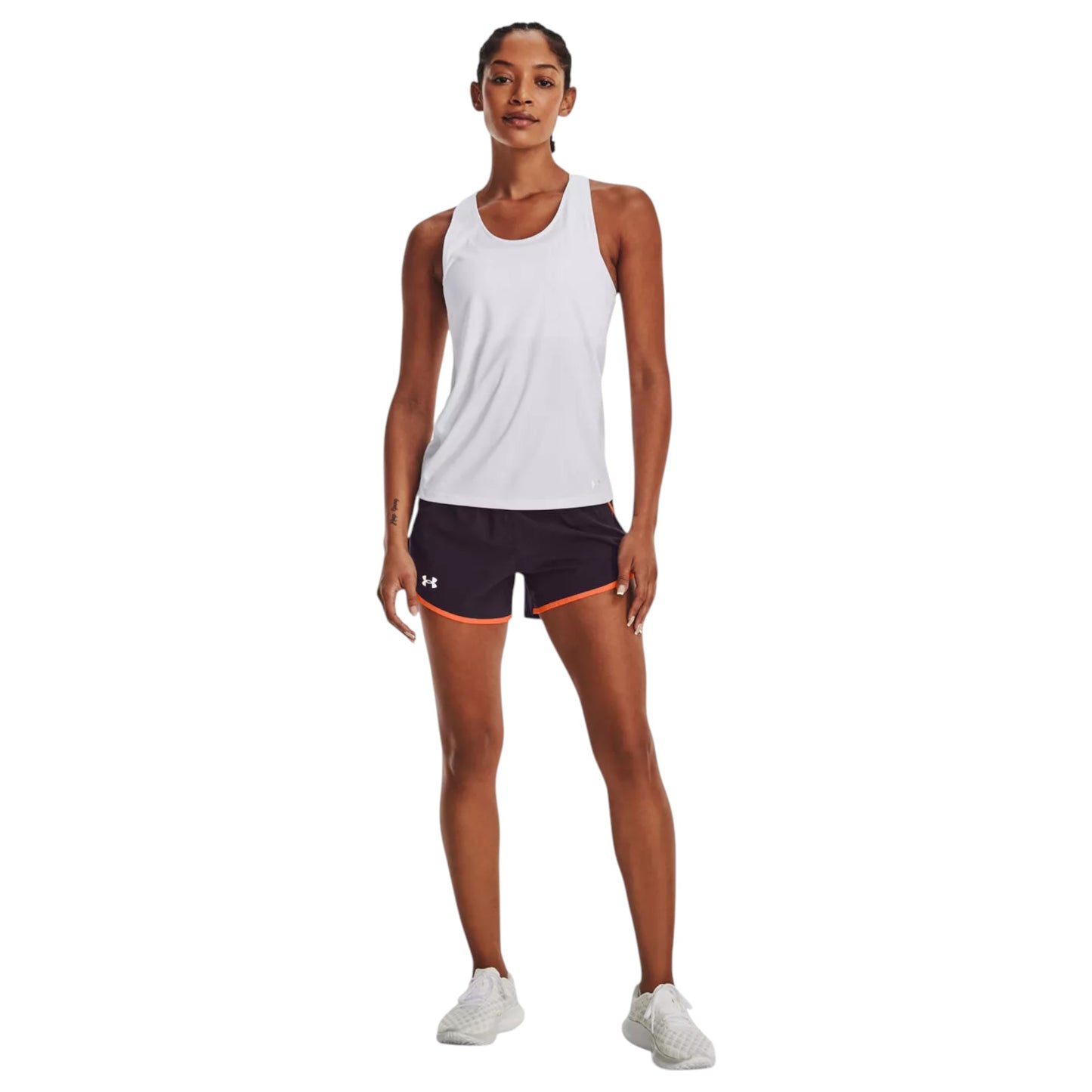 Womens Under Armour Fly-By 2.0 Shorts Dark Purple/Orange