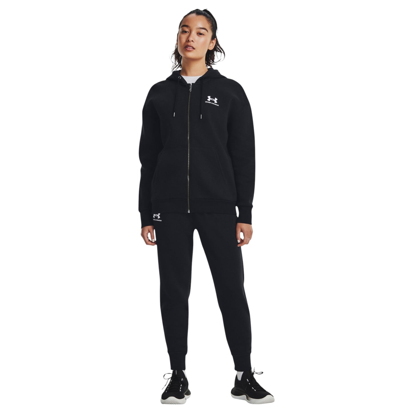 Womens Under Armour Essential Fleece Full-Zip Jacket Black