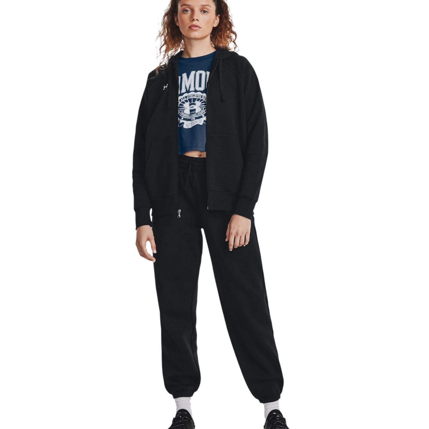 Womens Under Armour Rival Fleece Full Zip Hooded Black