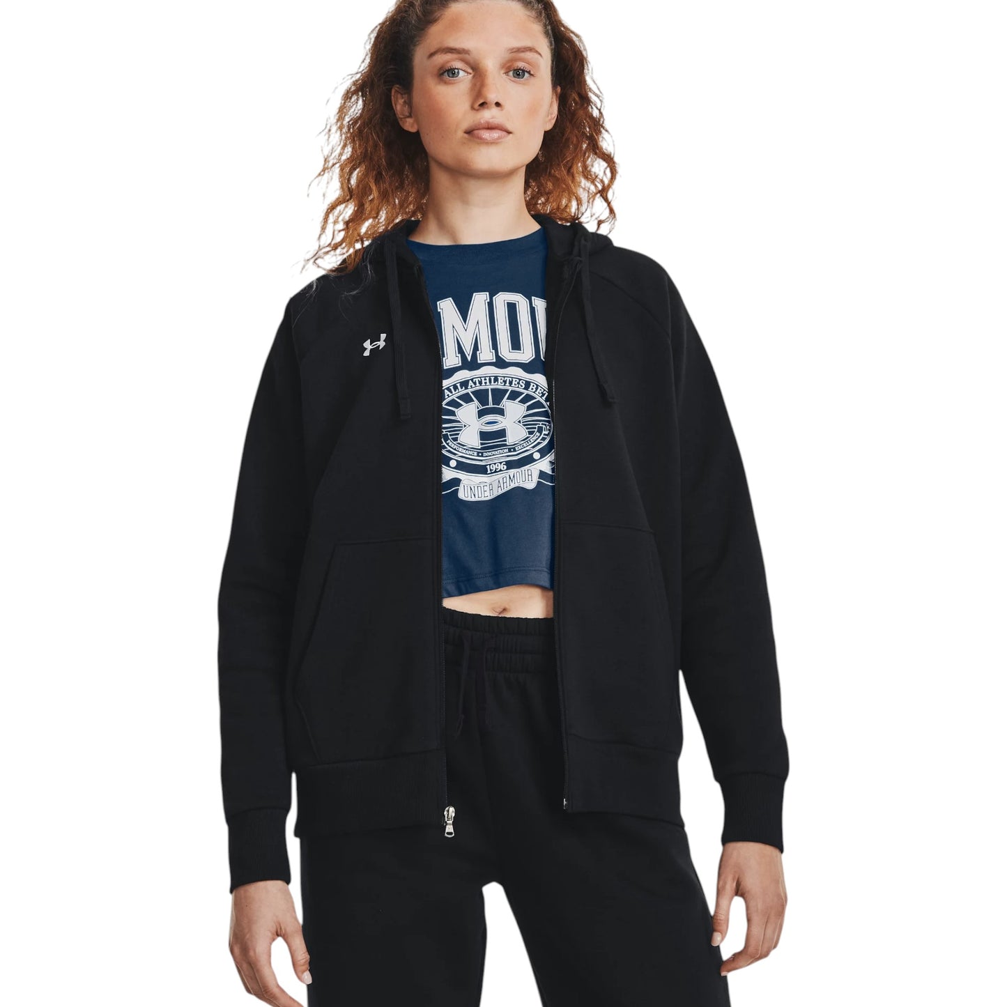 Womens Under Armour Rival Fleece Full Zip Hooded Black