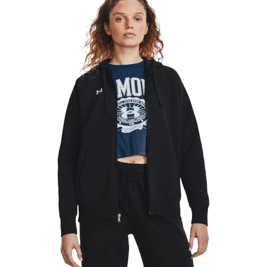 Womens Under Armour Rival Fleece Full Zip Hooded Black