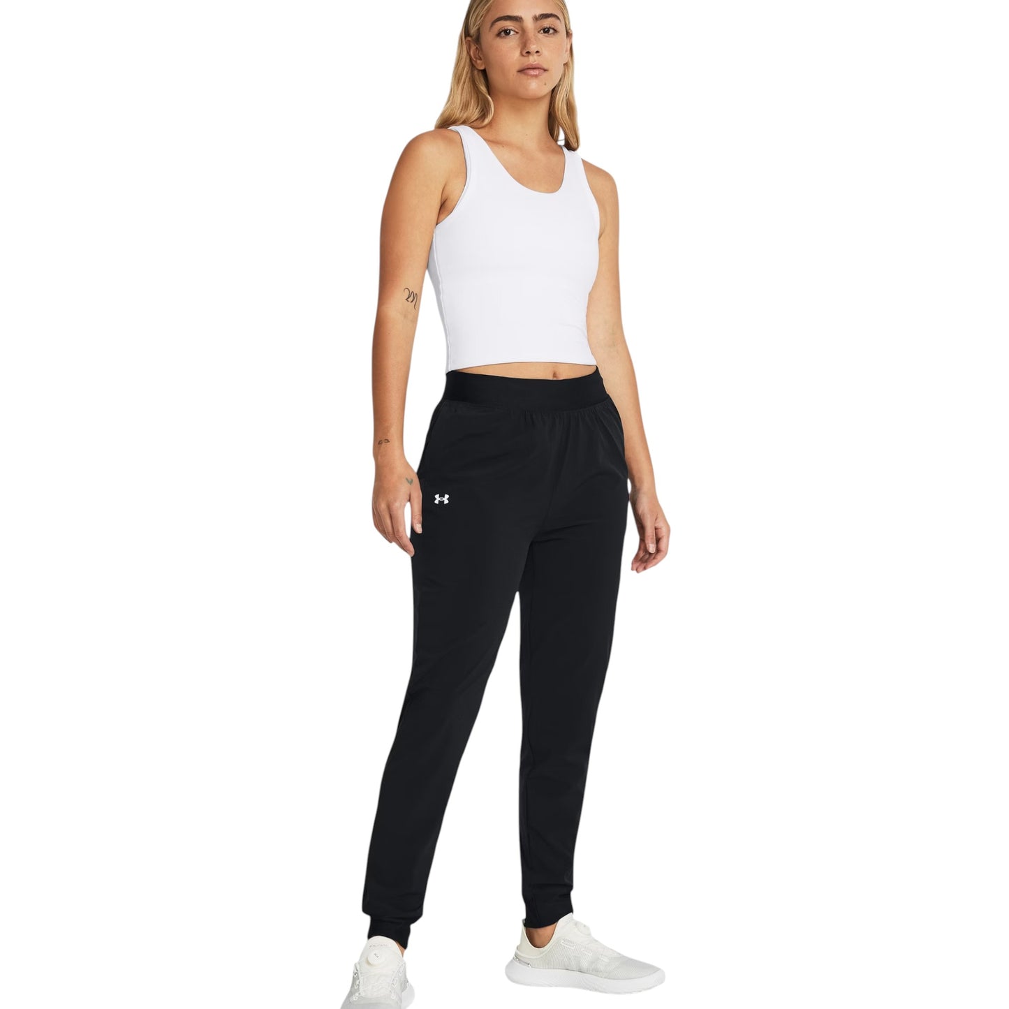 Womens Under Armour Rival High-Rise Trackies Black