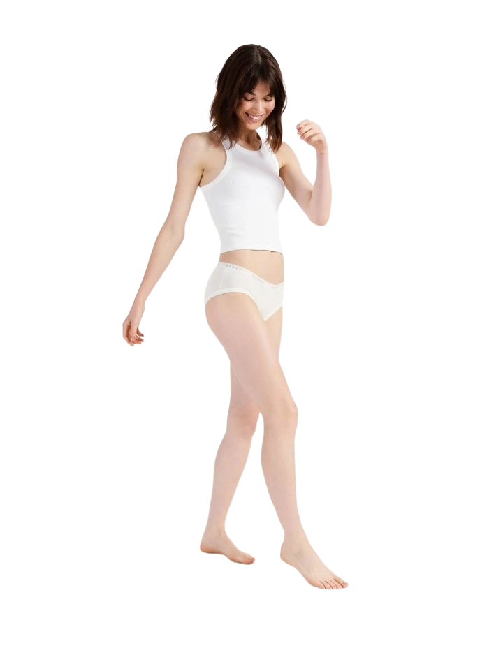 6 Pack Womens Bonds Cottontails Midi Cottontail Midi White / Charcoal Stripes