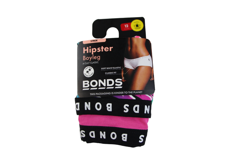 2 Pairs Bonds Hipster Boyleg Briefs Womens Underwear Black Multi / Pink 56K