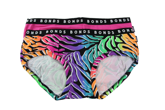 2 Pack Womens Bonds Hipster Boyleg Briefs Underwear Black Multi / Pink