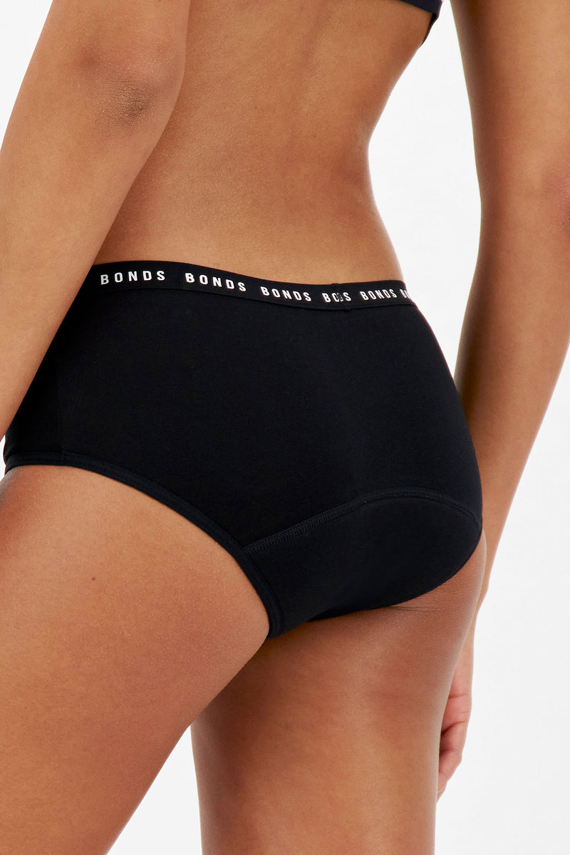 2 x Bonds Womens Bloody Comfy Period Boyleg Moderate - Underwear Brief Black