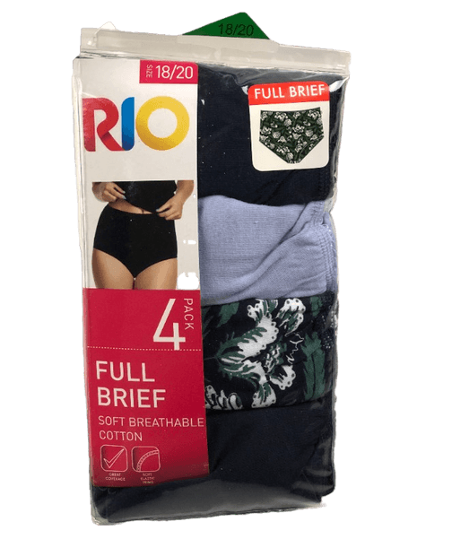 4 Pairs Rio Womens Full Brief Cotton Undies Underwear Assorted Pack 68K