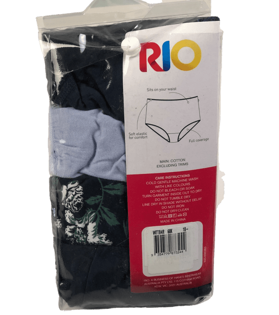 12 Pairs Rio Womens Full Brief Cotton Undies Underwear Assorted Pack 68K