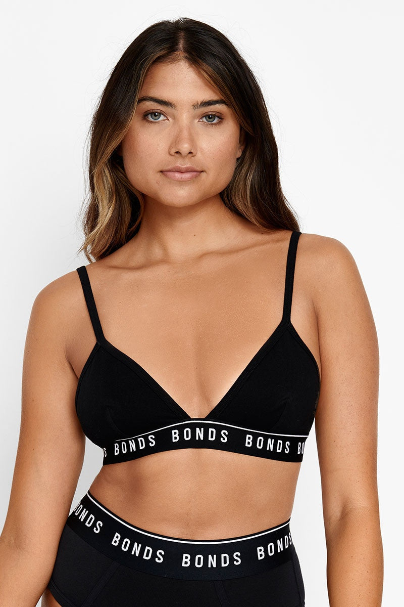 4 x Bonds Womens Organics Triangle Bra Black