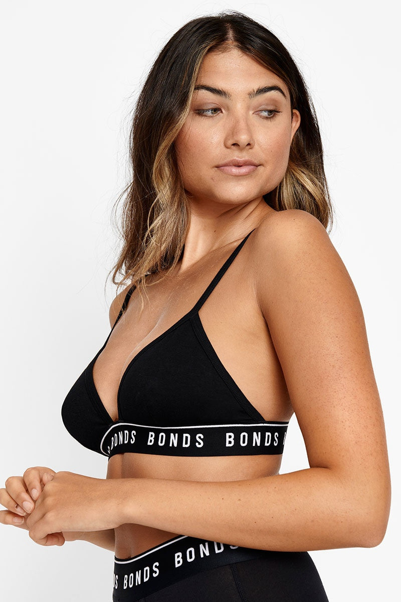 2 x Bonds Womens Organics Triangle Bra Black