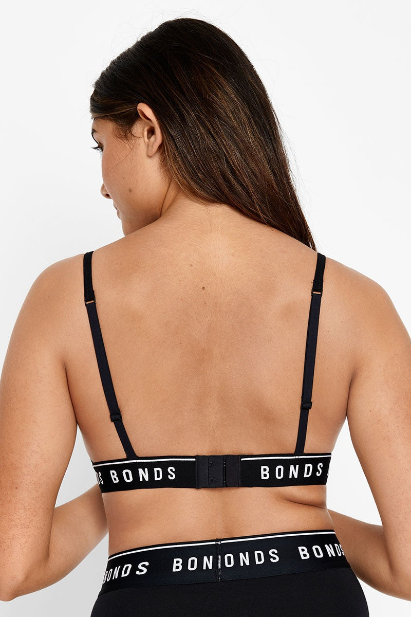 3 x Bonds Womens Organics Triangle Bra Black