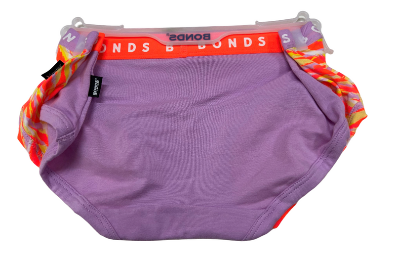 2 x Womens Bonds Hipster Boyleg Ladies Underwear Purple/Yellow/Orange