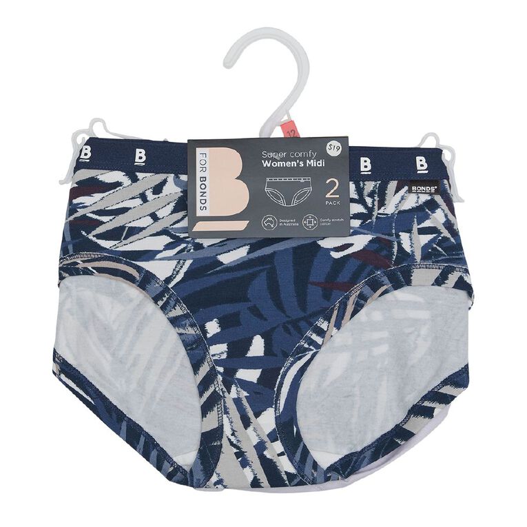 Bonds 2 Pairs Comfy Midi Briefs Womens Underwear Navy / Lilac 30K