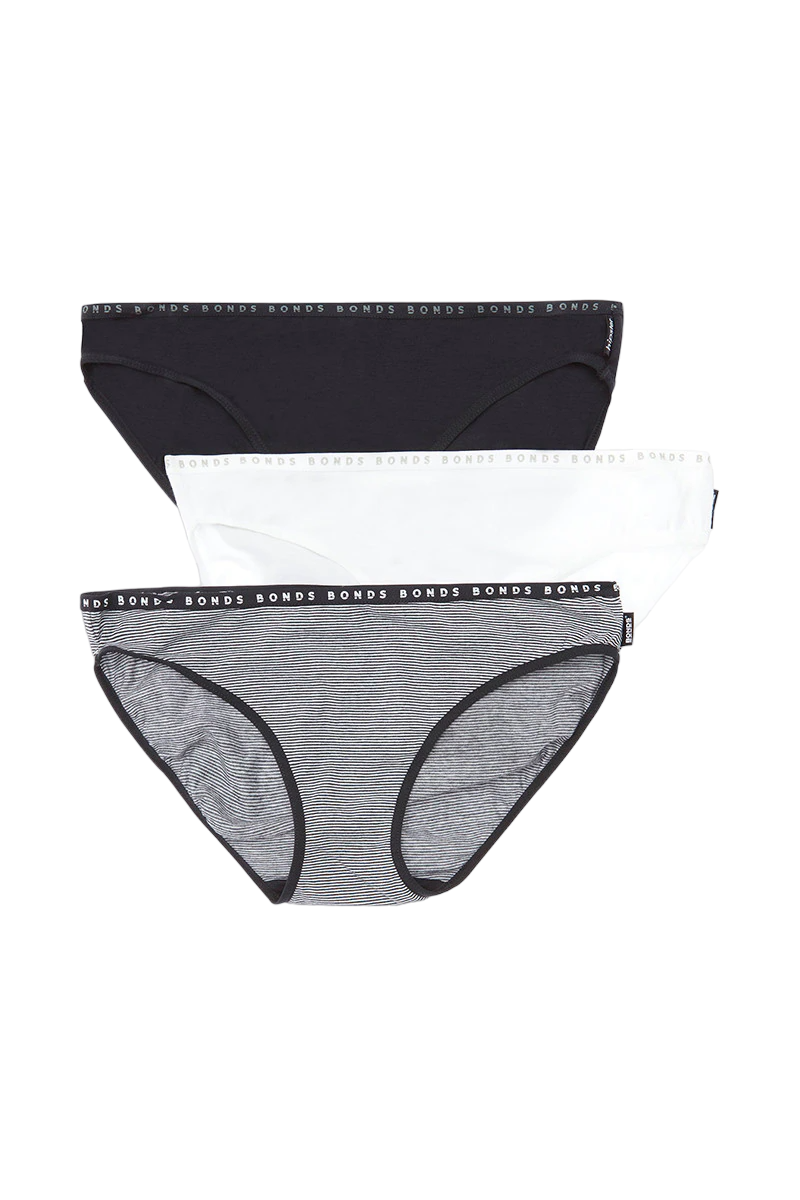 3 x Bonds Womens Hipster Bikini Underwear Briefs Black & White