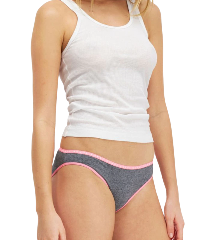 2 x Womens Bonds Hipster Bikini Cotton Ladies Underwear Grey/Pink Band