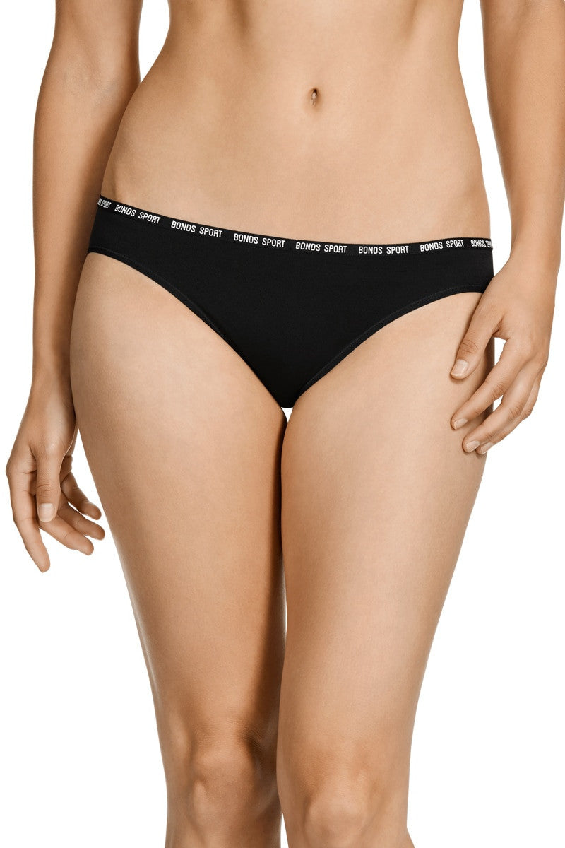 Bonds Womens Active Seamless Bikini Sport Undies Underwear Black Wx84