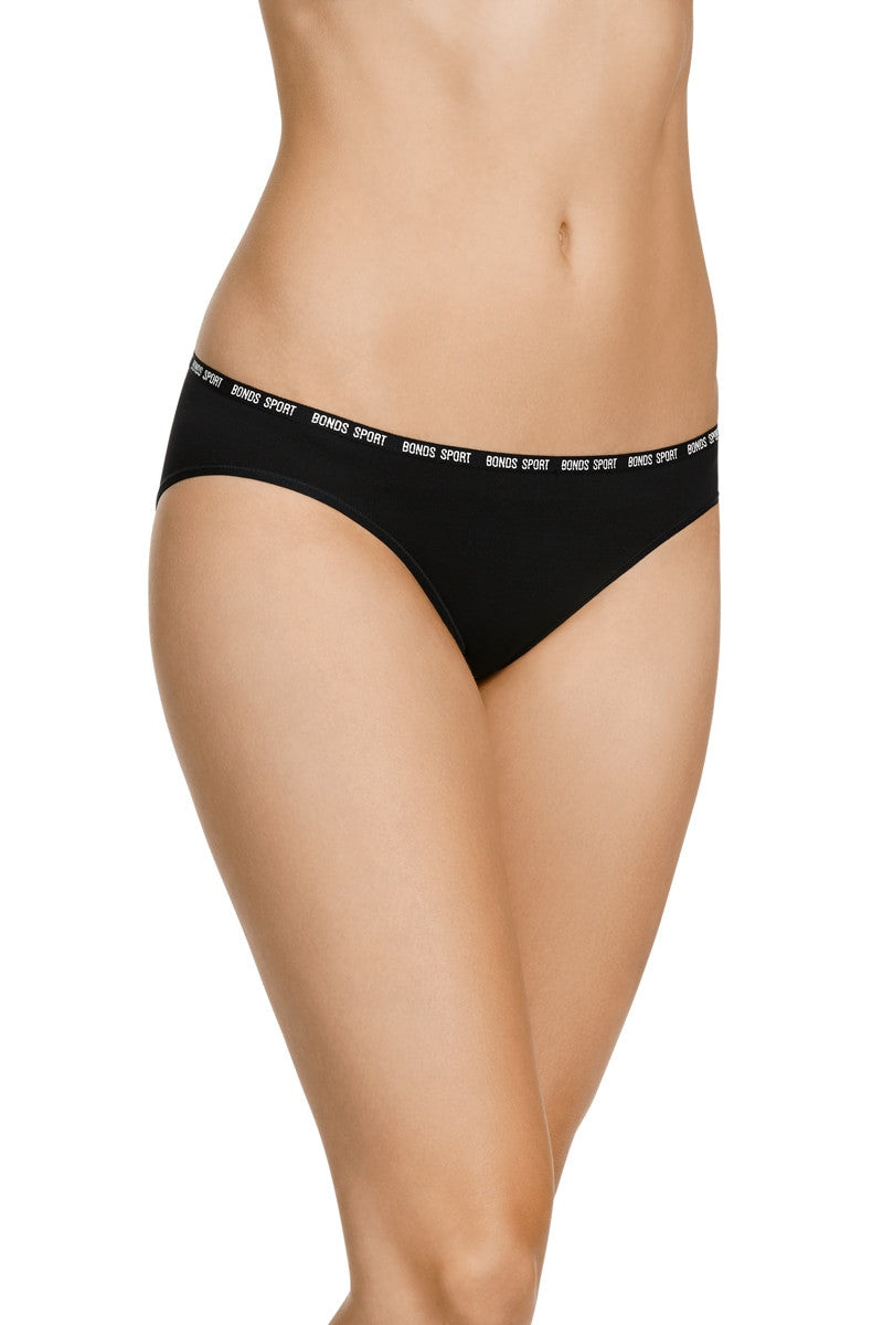 4 x Bonds Womens Active Seamless Bikini Sport Undies Underwear Black Wx84