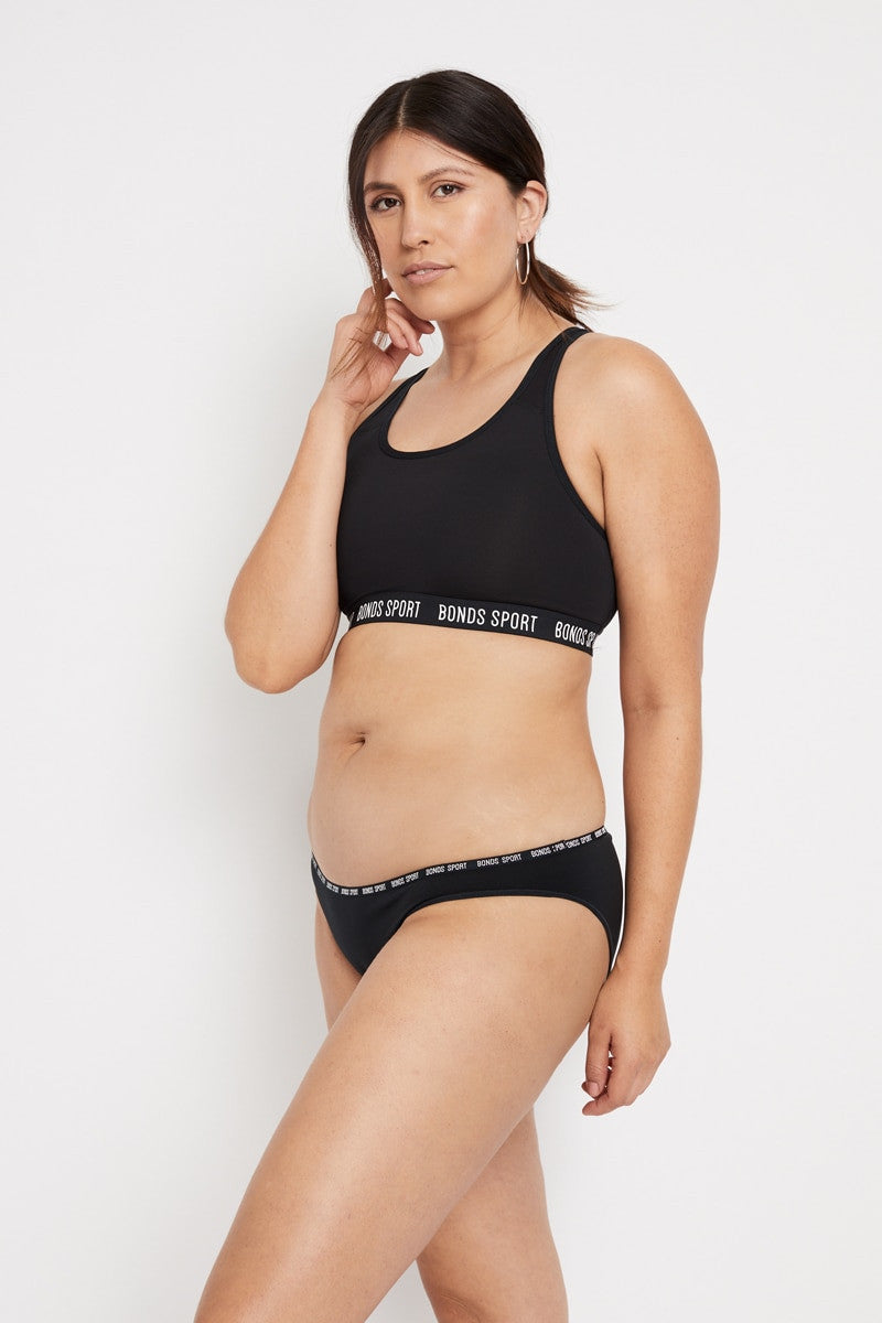 Bonds Womens Active Seamless Bikini Sport Undies Underwear Black Wx84