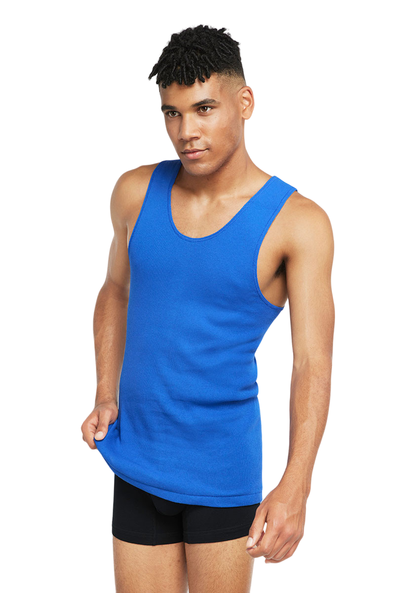 6 Pack Mens Bonds X-Temp Chesty Tank Top Singlets Blue