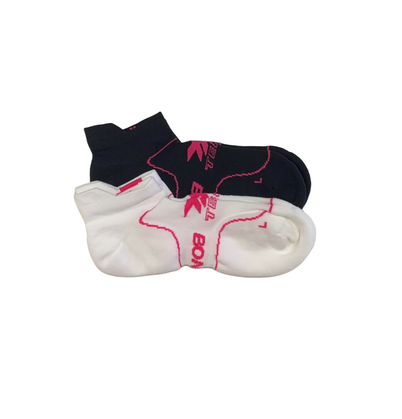 2 Pairs Womens Bonds X-Temp White Black Hot Pink Sport Low Cut Socks
