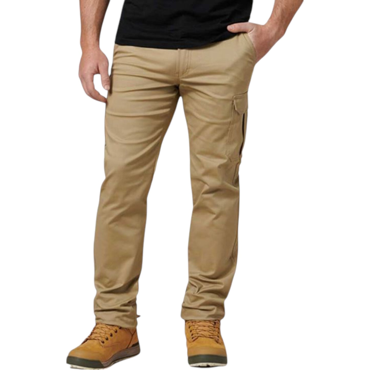 Mens Hard Yakka Core Basic Stretch Cargo Workwear Pants Khaki
