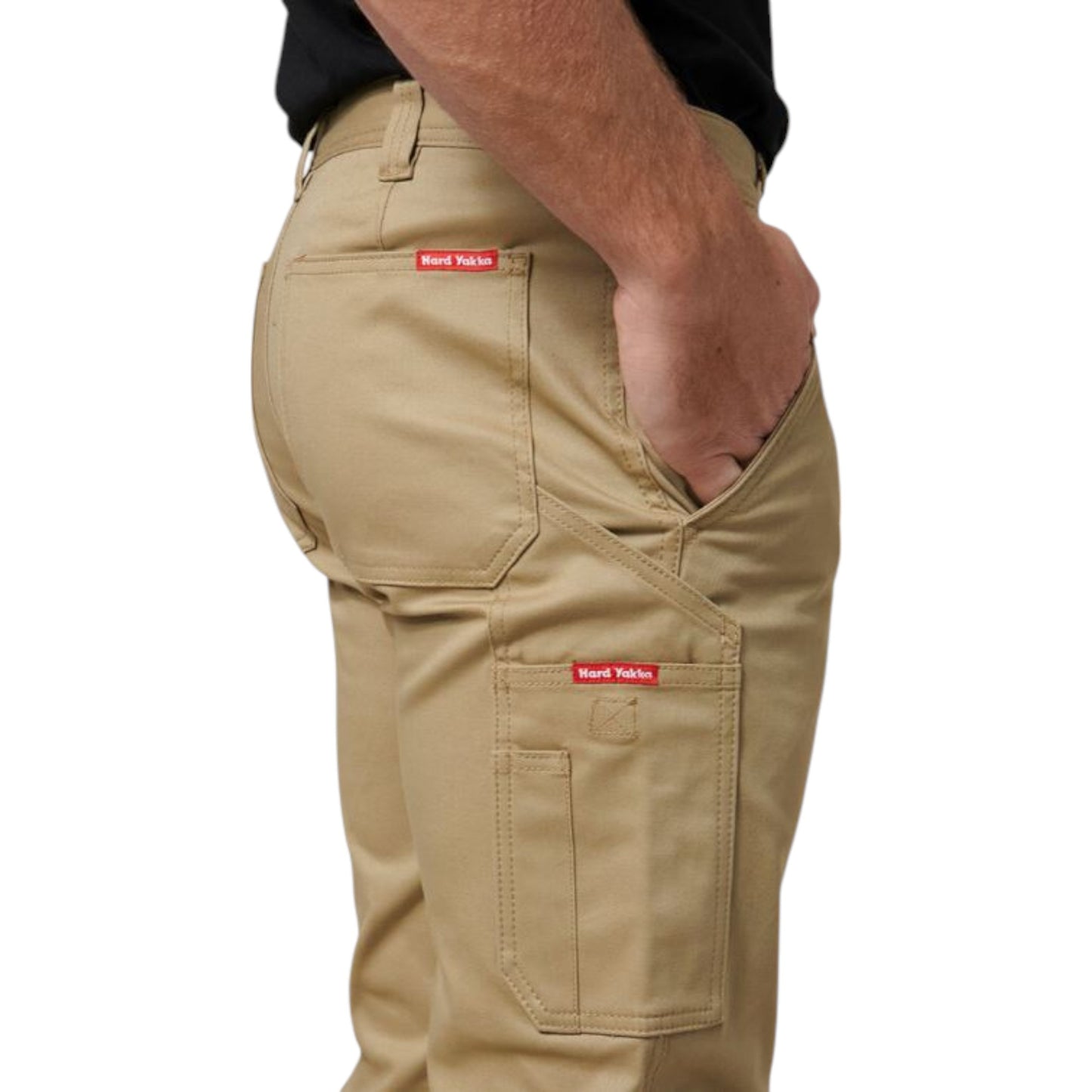 Mens Hard Yakka Core Basic Stretch Cargo Workwear Pants Khaki